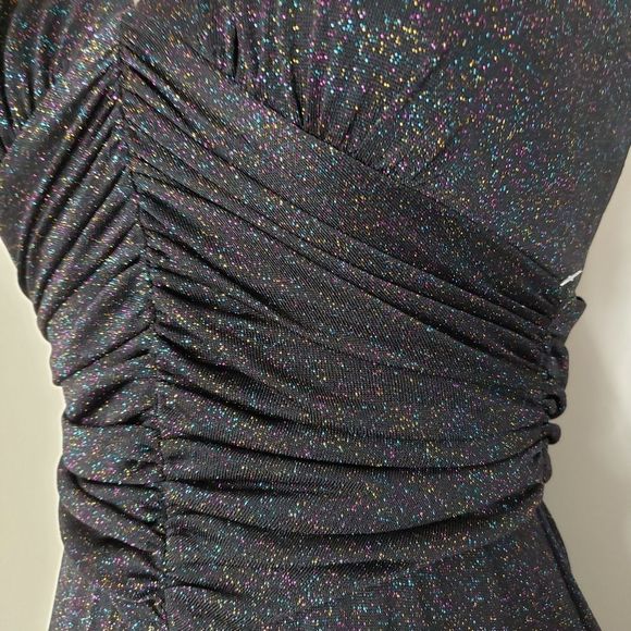 BCBG MaxAzria XSmall Black Metallic Sleeveless Halter Maxi Dress - Picture 3 of 8